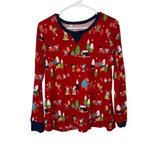 Wondershop Womens XL Red Holiday Pajama Top Featuring Festive Gnome Long Sleeves
